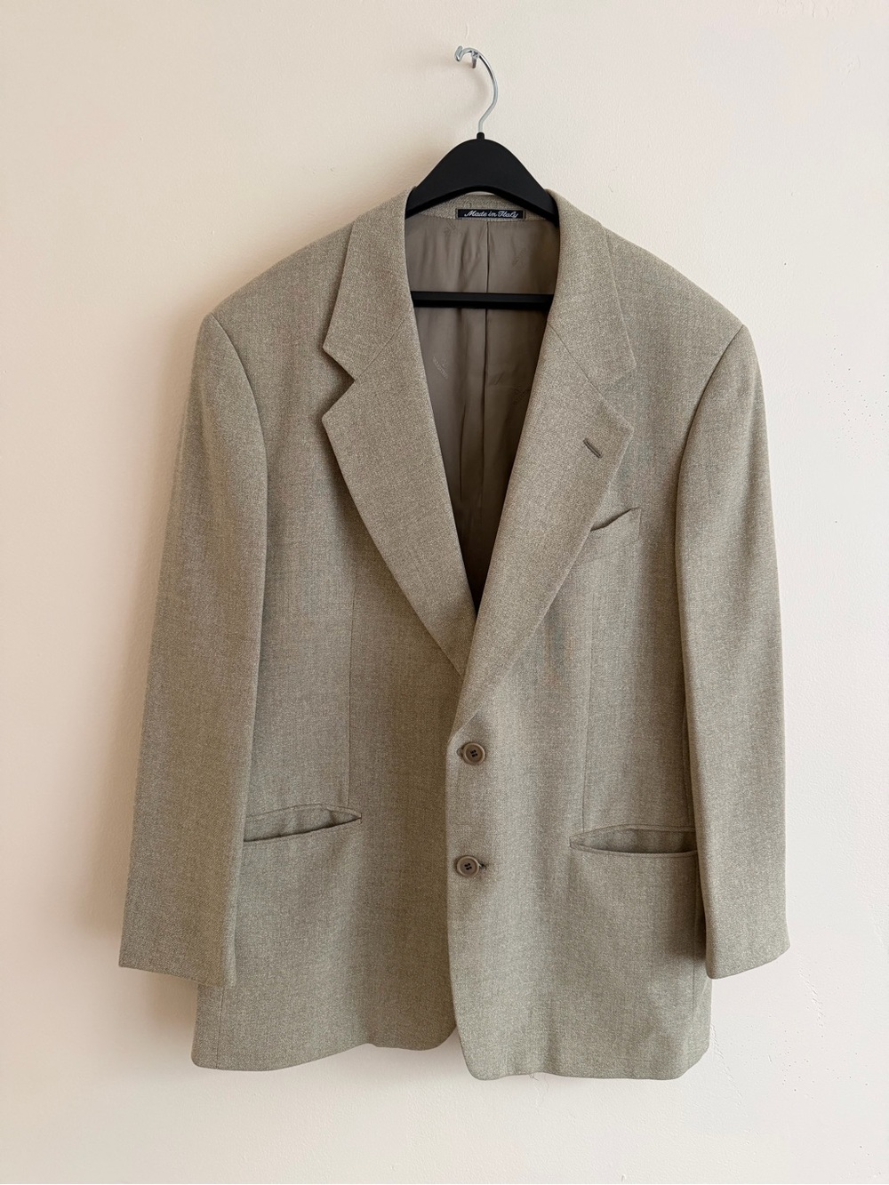 VTG Valentino Uomo Men's Beige Herringbone Wool Sport Coat Blazer EU52 42R Italy
